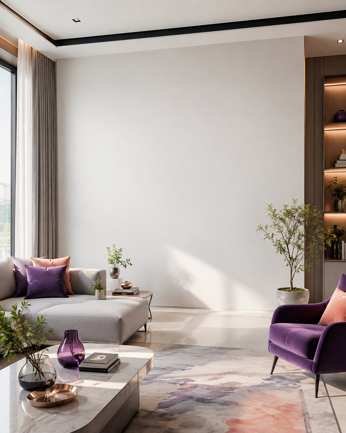 Premium modern living room with beautifully finished wall