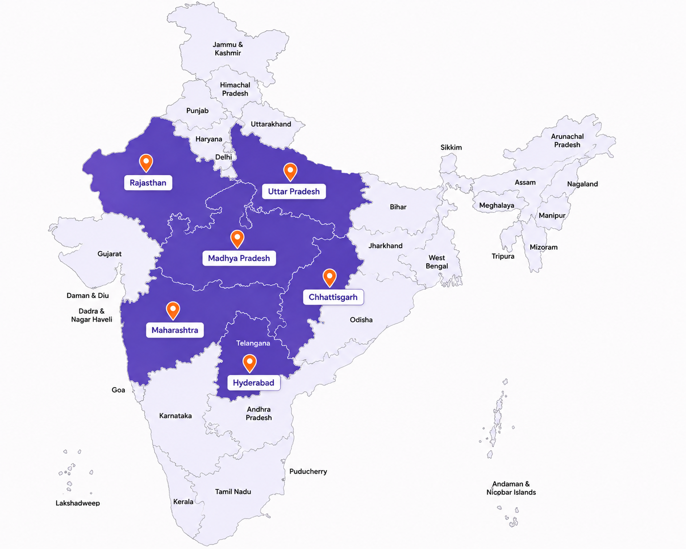India state map - Silchem Paints network locations